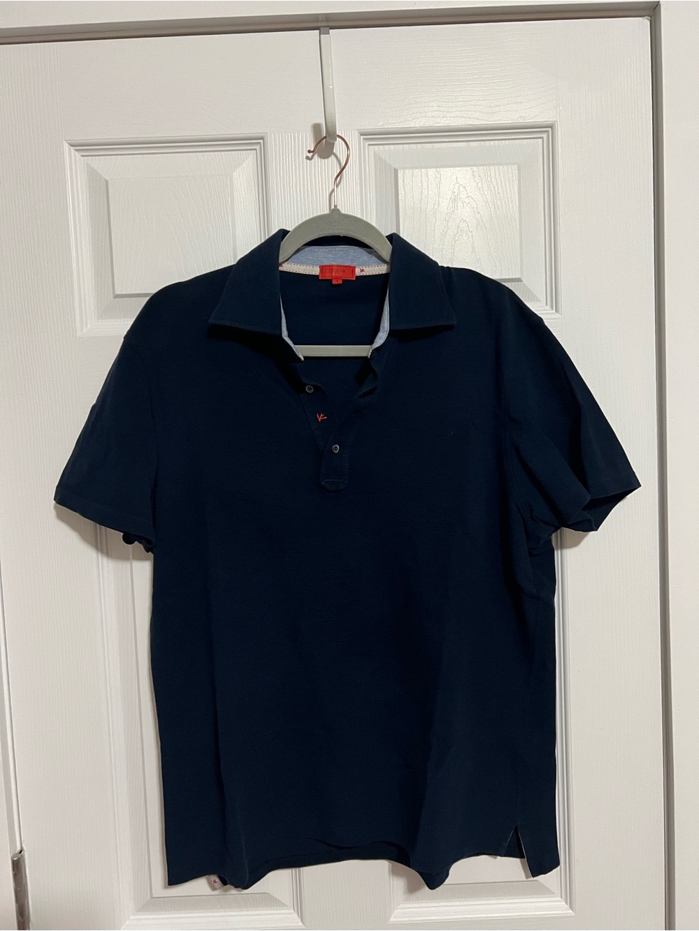 Isaia Navy Short-Sleeve Polo Shirt